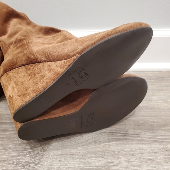 NEW AGL Brown Suede Over The Knee Wedge Boots - Picture 3 of 4